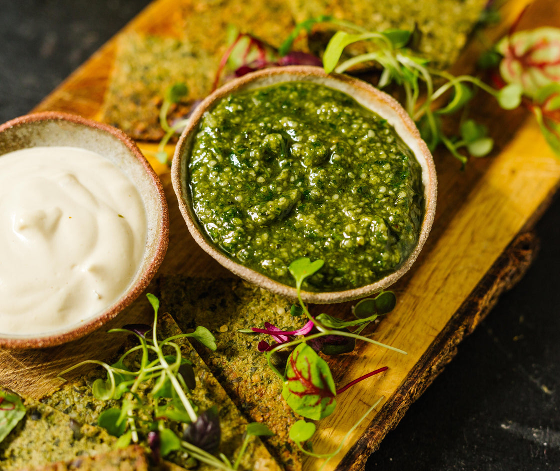 Beyond Green Crackers with Vibrant Dips