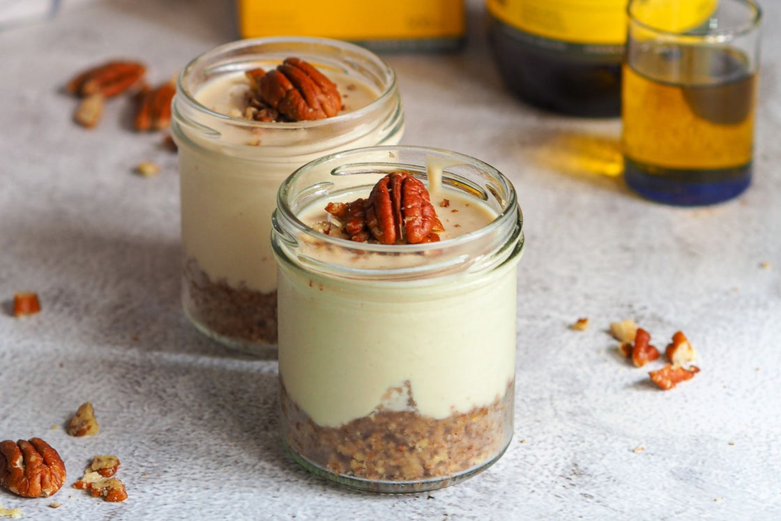 Mini No-Bake Maple-Pecan Cheesecakes