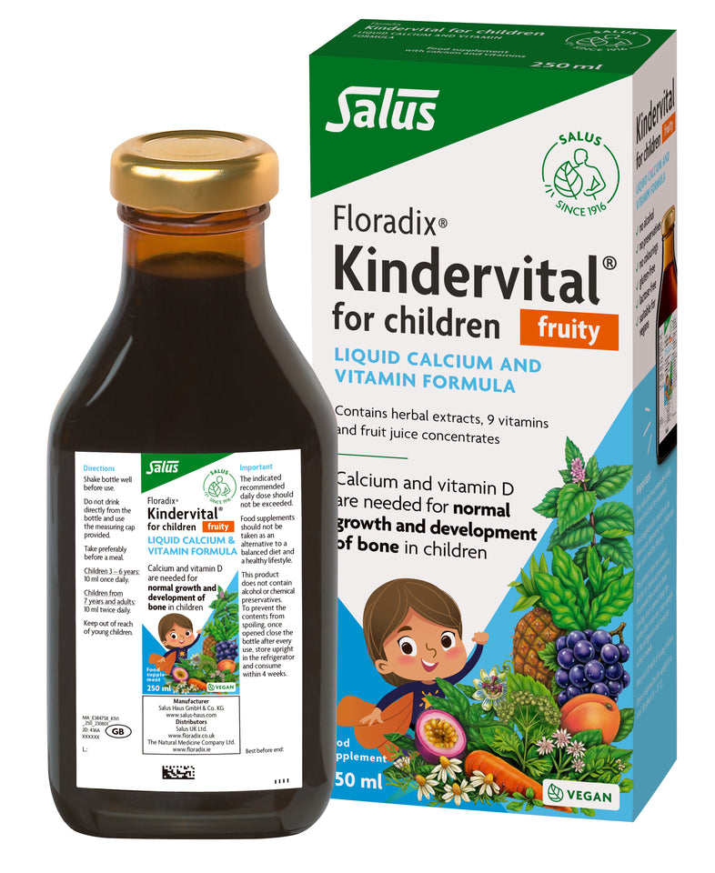 Floradix Kindervital Kid's Fruity Liquid calcium and Vitamin Formula 3yrs+