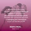 Advertisement for MenoMin with a pink gradient background and text about menopause support.