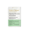 Packaging of Udo's Choice Digestive Enzymes Travel Pack, displaying the brand name, product name, and dietary preferences such as vegetarian and dairy-free, along with the number of vegecaps and the statement 'Food Supplement'.