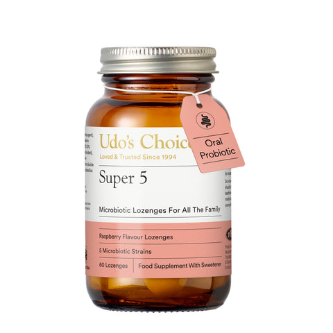 Udo's Choice Super 5's Microbiotics – Sugar-Free Lozenges with Xylitol