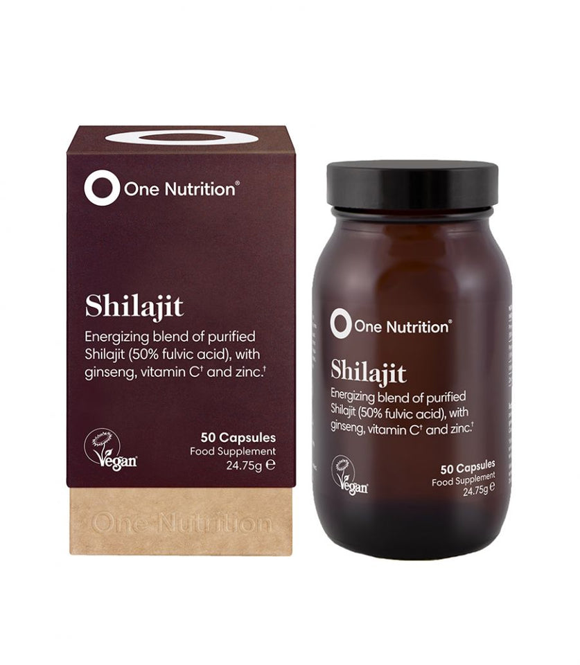 One Nutrition Shilajit supplement bottle and packaging on a white background