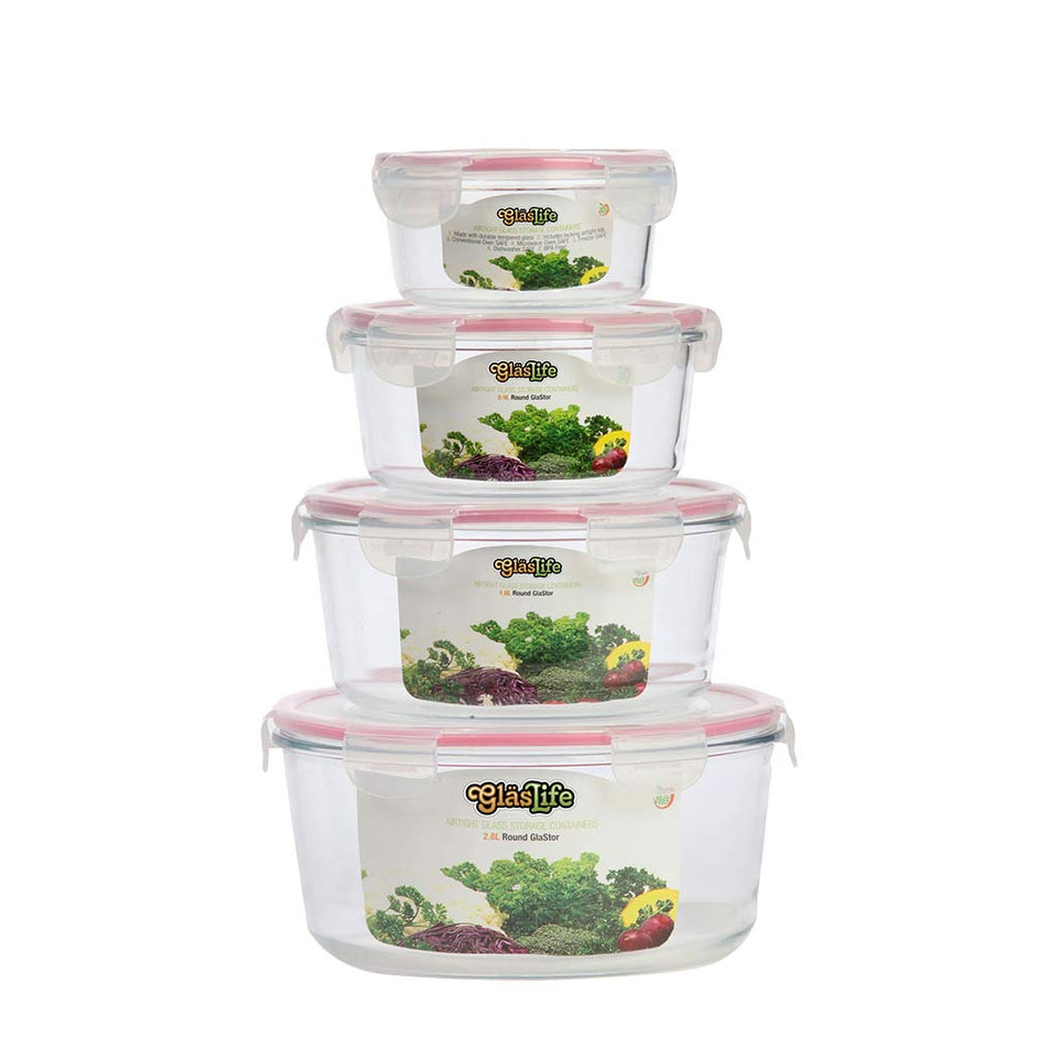 Tribest GlasLife 4pc. Round Storage Containers